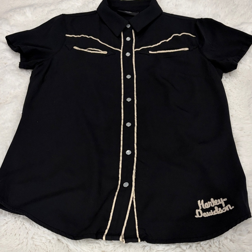 Harley-Davidson ,size S,Black and White Button-Up Shirt - Picture 16 of 16